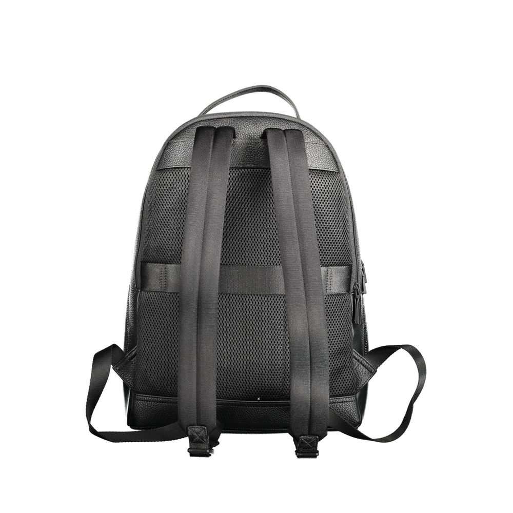 Black Polyethylene Men Backpack - GLAMHUB BOUTIQUE 