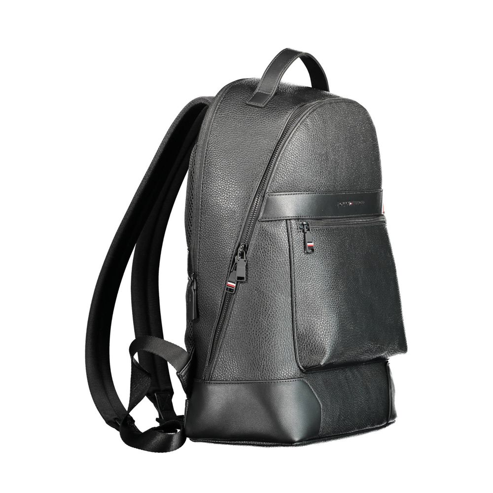 Black Polyethylene Men Backpack - GLAMHUB BOUTIQUE 