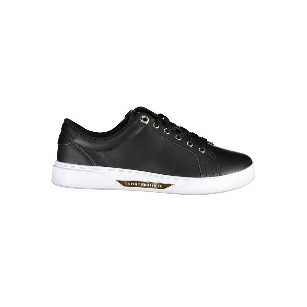 Black Leather Women Sneaker - GLAMHUB BOUTIQUE 