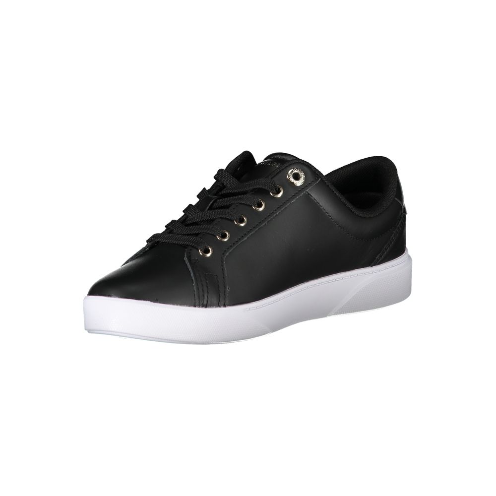 Black Leather Women Sneaker - GLAMHUB BOUTIQUE 