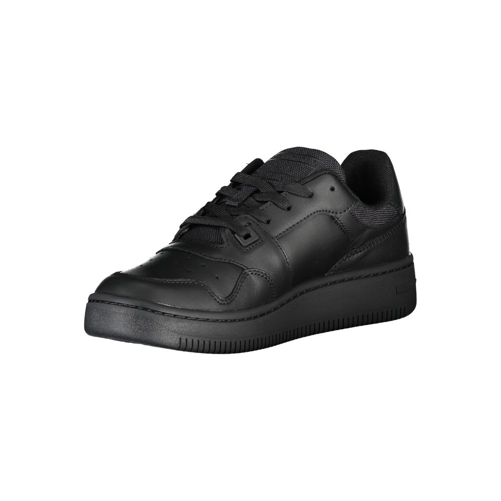 Black Leather Women Sneaker - GLAMHUB BOUTIQUE 