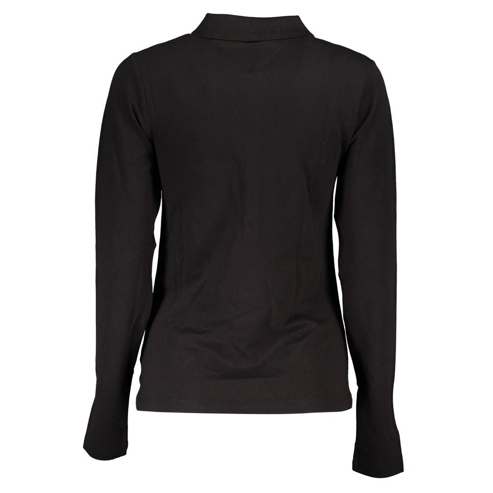 Black Cotton Women Polo Shirt - GLAMHUB BOUTIQUE 