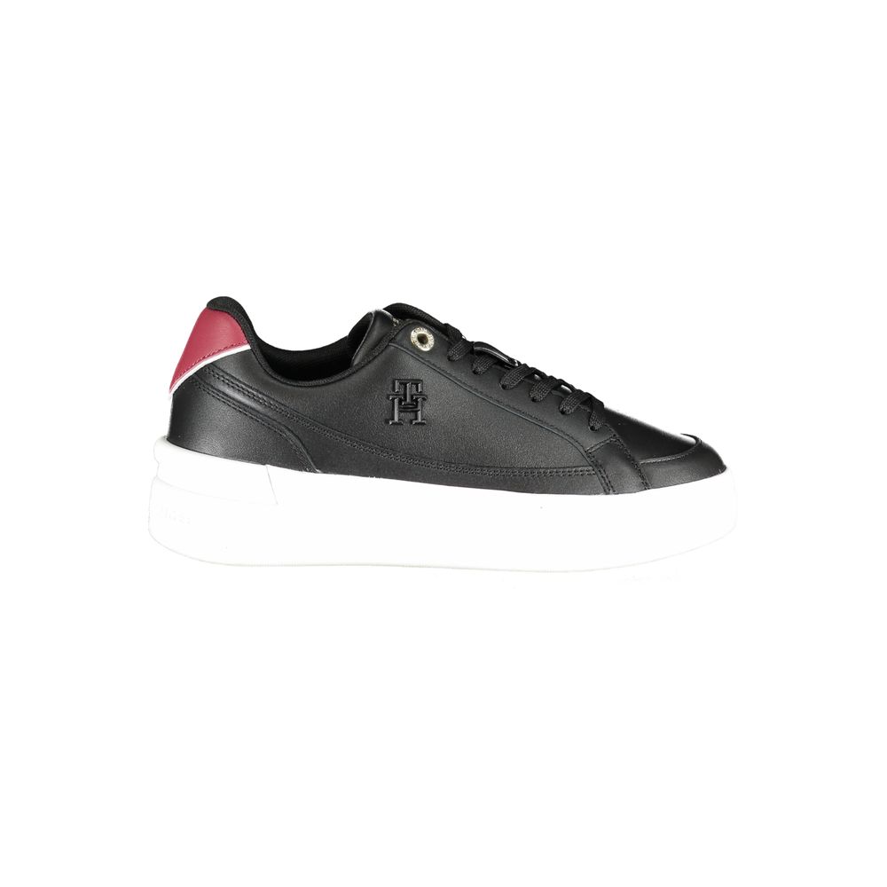 Black Leather Women Sneaker - GLAMHUB BOUTIQUE 