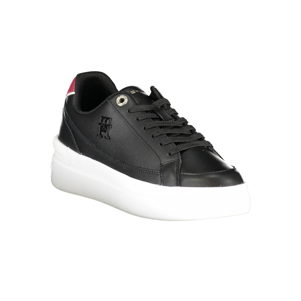 Black Leather Women Sneaker - GLAMHUB BOUTIQUE 