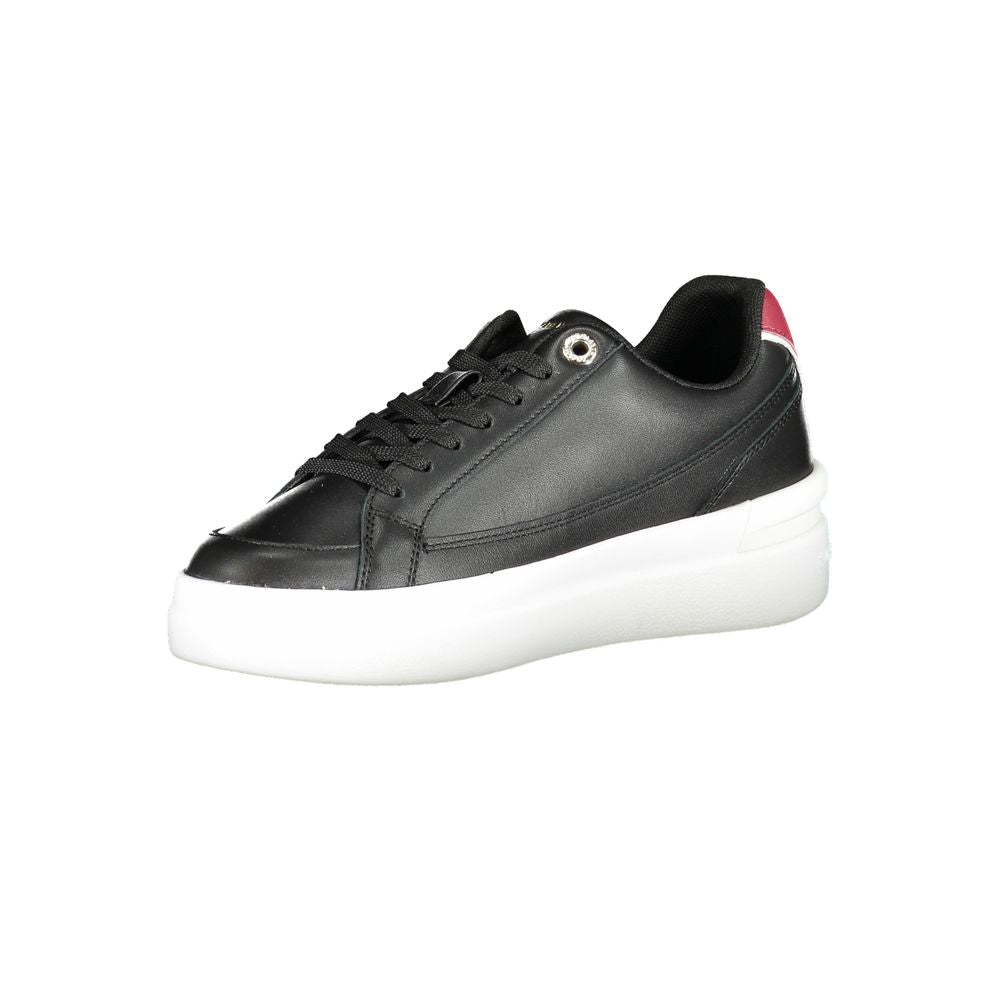 Black Leather Women Sneaker - GLAMHUB BOUTIQUE 