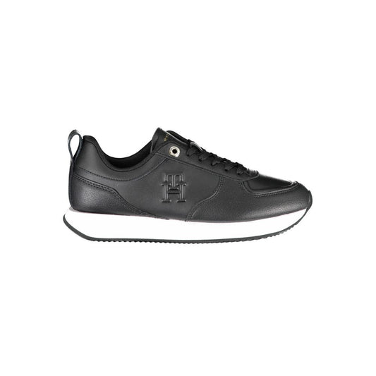 Black Leather Women Sneaker - GLAMHUB BOUTIQUE 