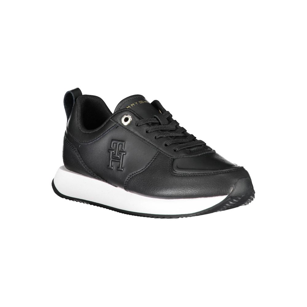 Black Leather Women Sneaker - GLAMHUB BOUTIQUE 