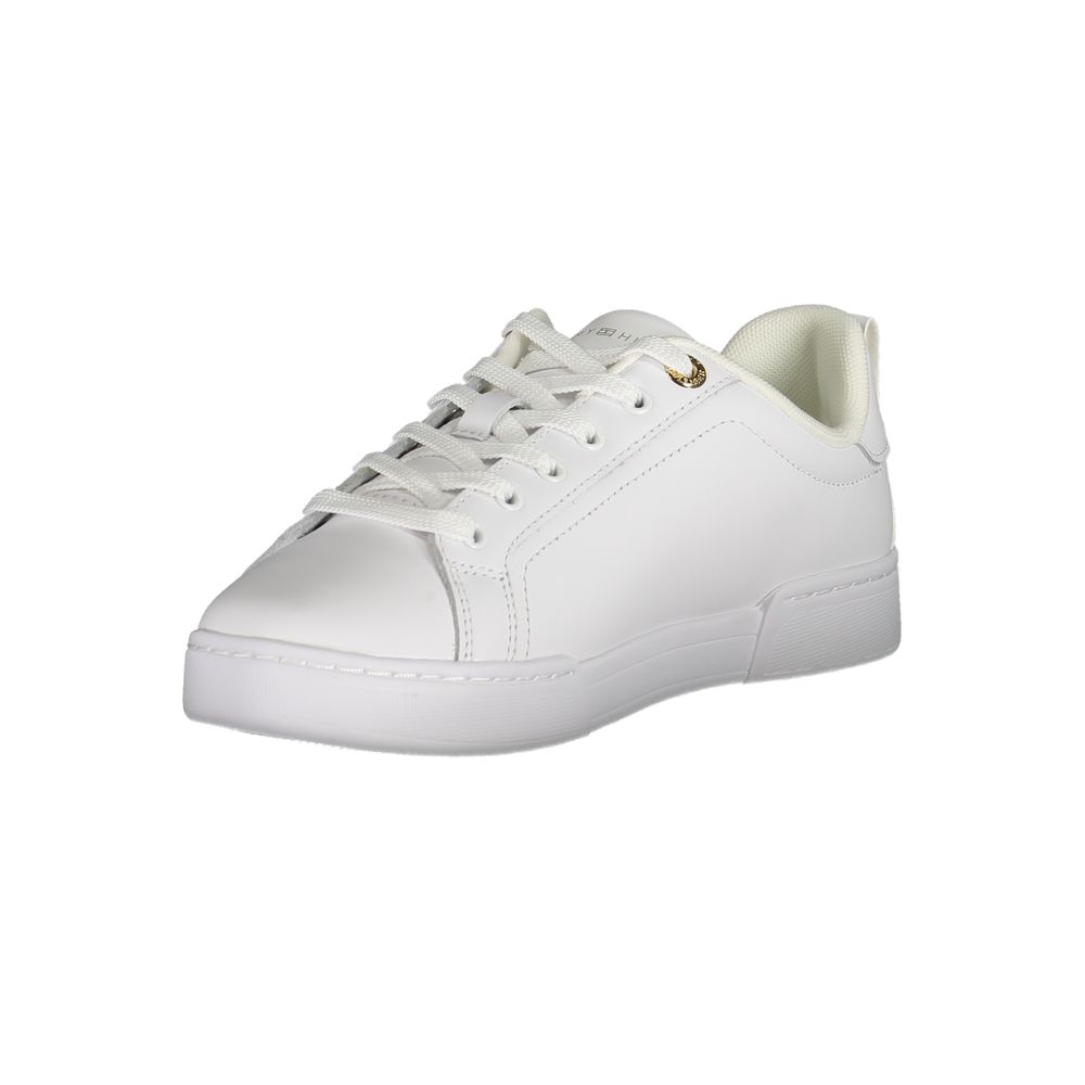 Chic White Lace-Up Sneakers with Contrast Detail - GLAMHUB BOUTIQUE 