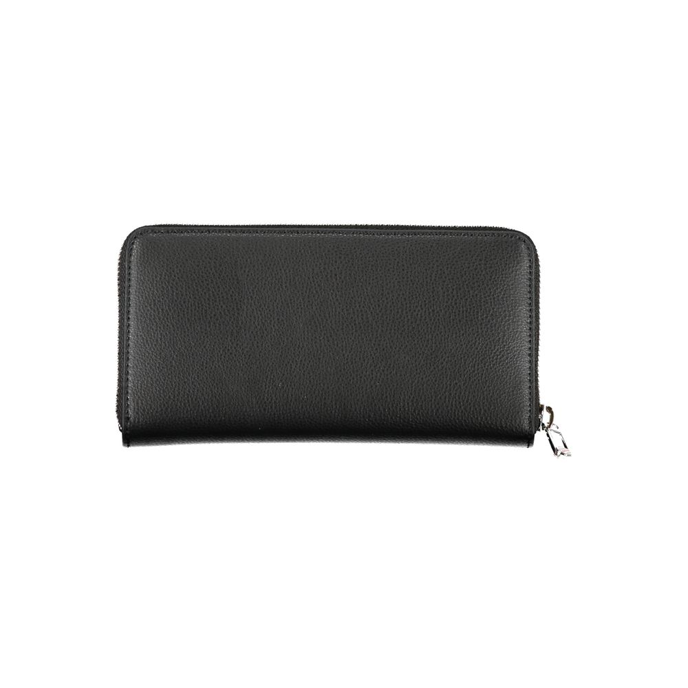 Sleek Zippered Black Wallet with Multiple Compartments - GLAMHUB BOUTIQUE 