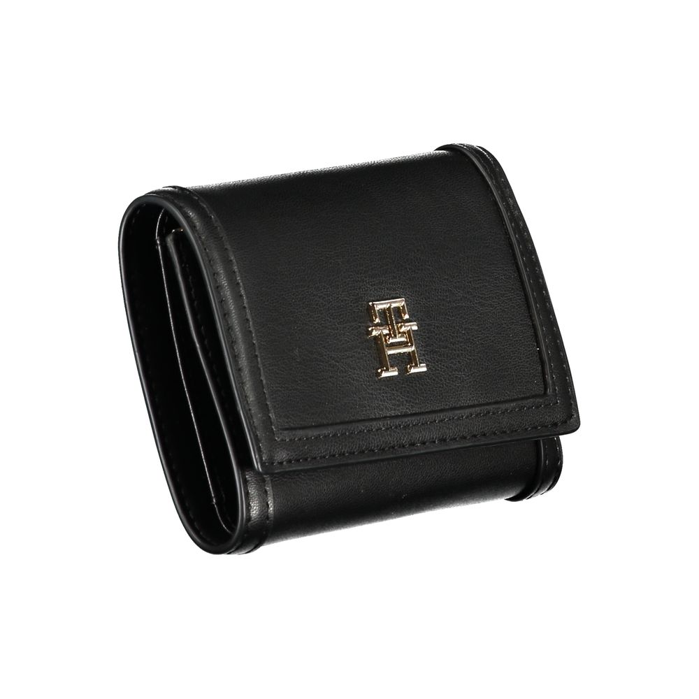 Sleek Black Double-Spaced Wallet with Logo - GLAMHUB BOUTIQUE 