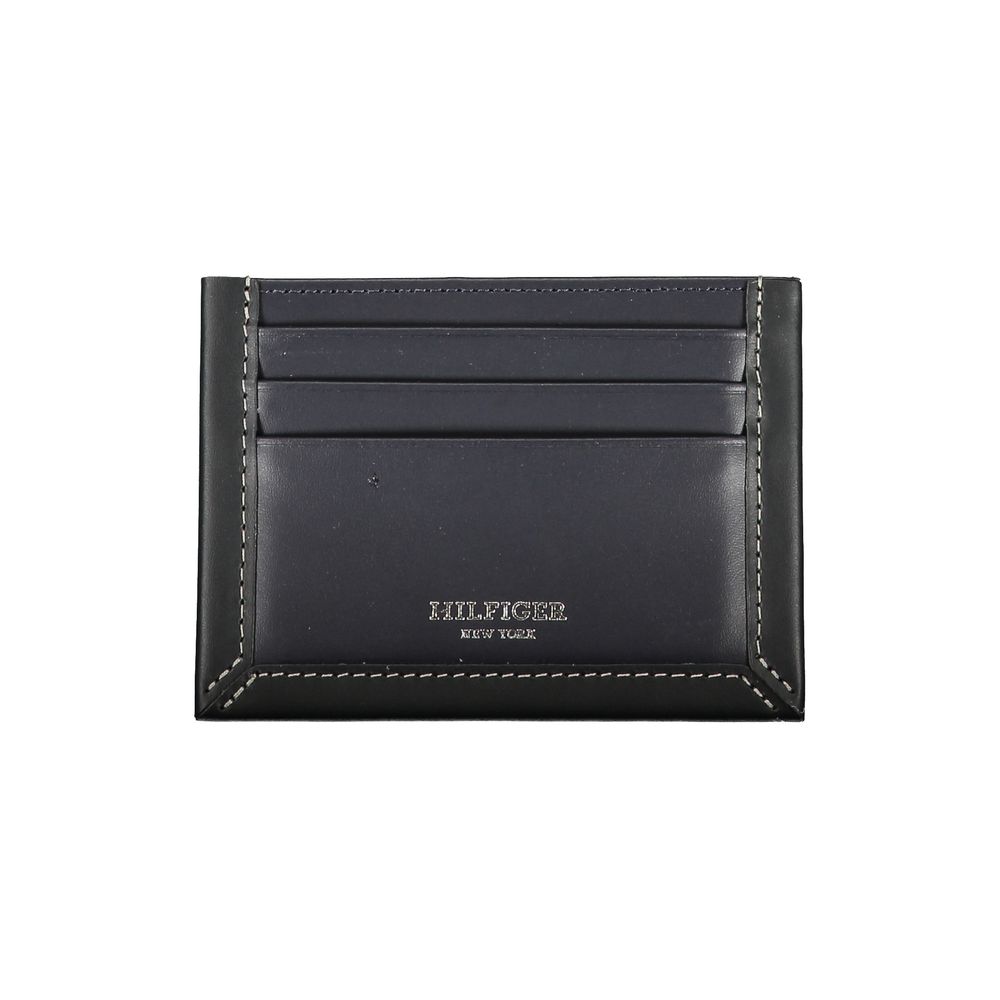 Sleek Blue Leather Card Holder with Contrast Detail - GLAMHUB BOUTIQUE 