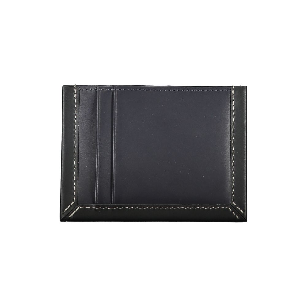 Sleek Blue Leather Card Holder with Contrast Detail - GLAMHUB BOUTIQUE 