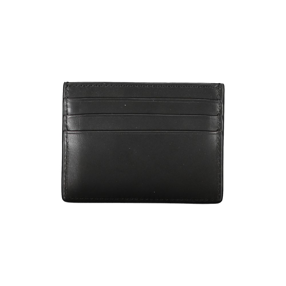 Chic Black Leather Card Holder with Contrast Detailing - GLAMHUB BOUTIQUE 