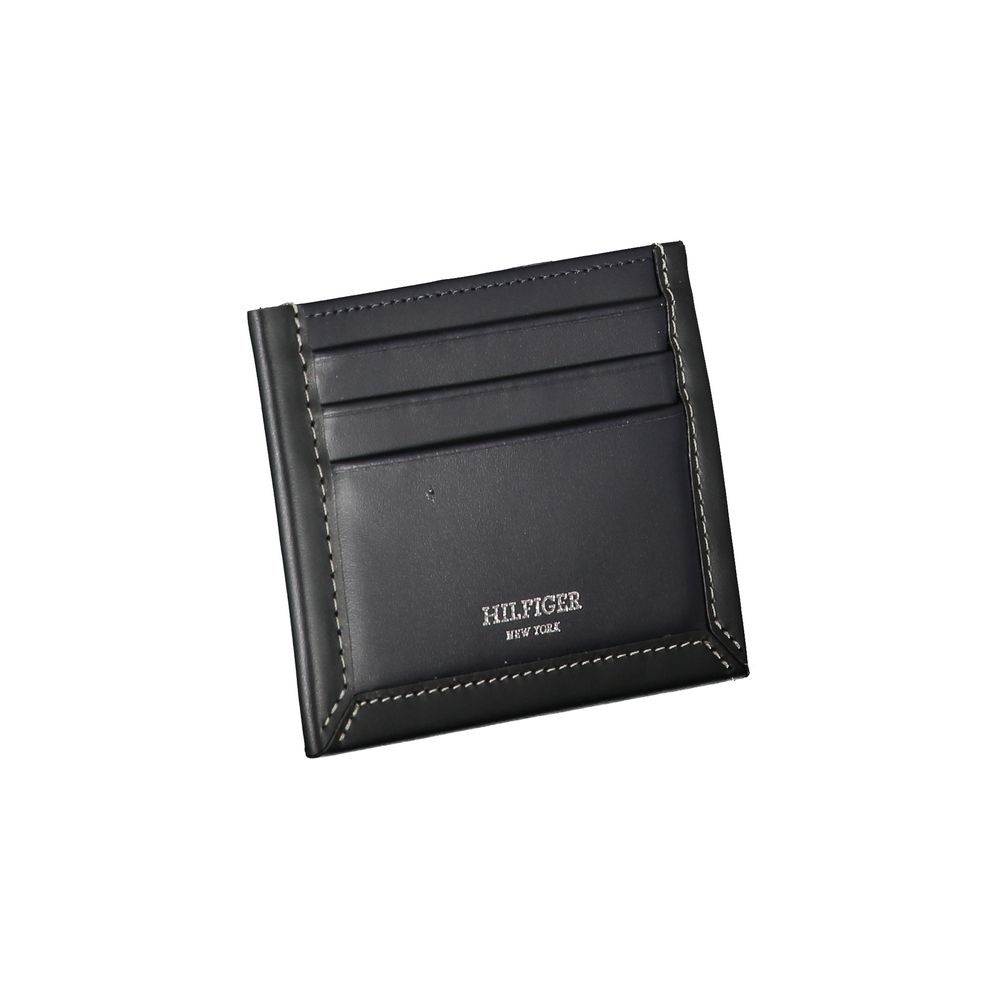 Sleek Blue Leather Card Holder with Contrast Detail - GLAMHUB BOUTIQUE 