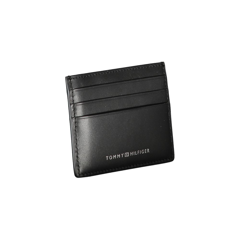 Chic Black Leather Card Holder with Contrast Detailing - GLAMHUB BOUTIQUE 