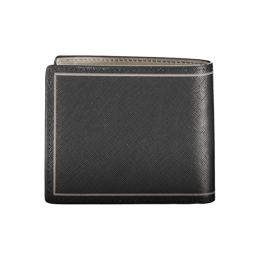 Elegant Black Leather Dual-Compartment Wallet - GLAMHUB BOUTIQUE 