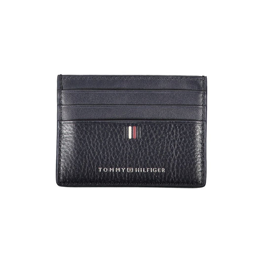 Sleek Blue Leather Card Holder with Contrast Details - GLAMHUB BOUTIQUE 