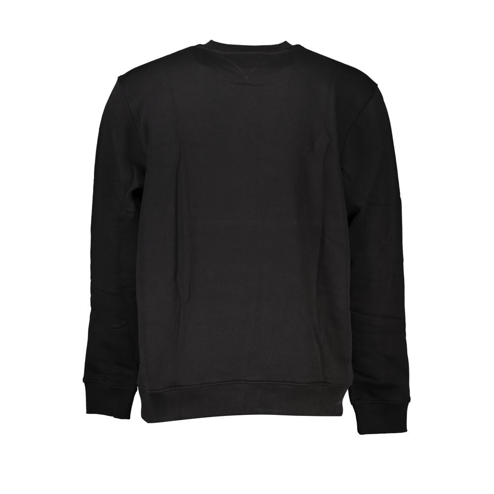 Sleek Black Cotton Crew Neck Sweatshirt - GLAMHUB BOUTIQUE 