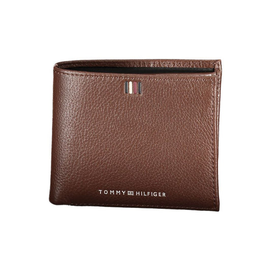 Sleek Brown Leather Wallet with Contrast Details - GLAMHUB BOUTIQUE 