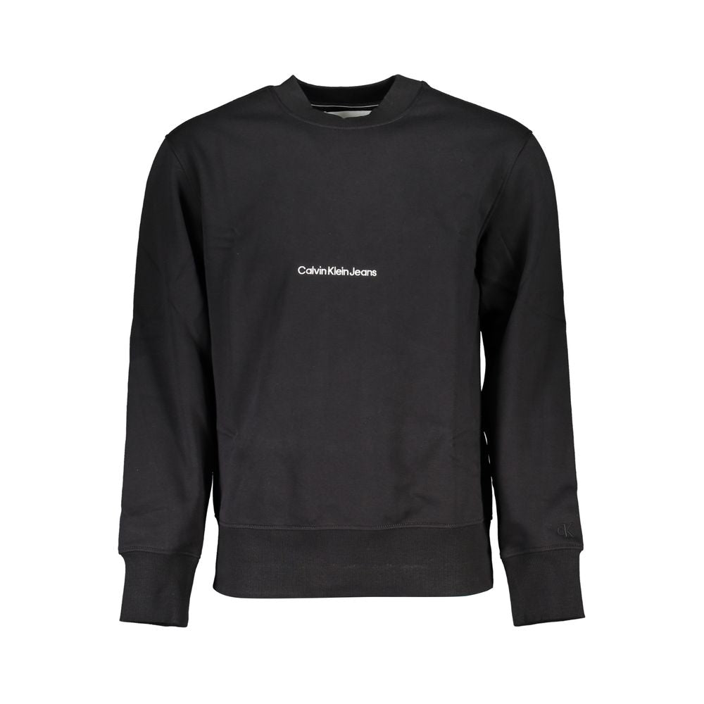 Sleek Black Crew Neck Fleece Sweatshirt - GLAMHUB BOUTIQUE 