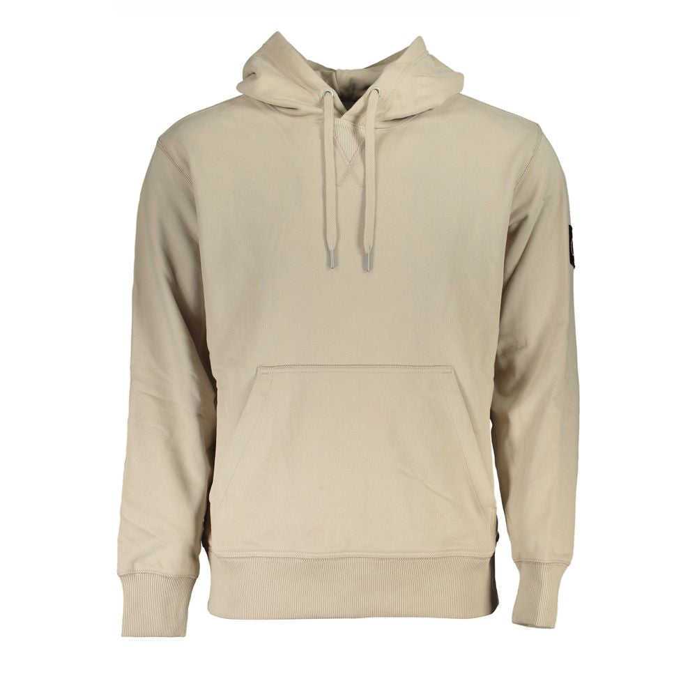 Beige Cotton Hooded Sweatshirt - GLAMHUB BOUTIQUE 