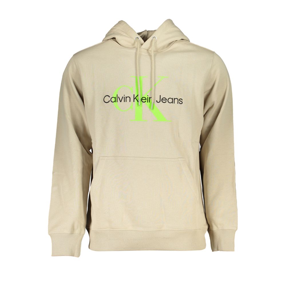 Beige Hooded Cotton Sweatshirt - GLAMHUB BOUTIQUE 