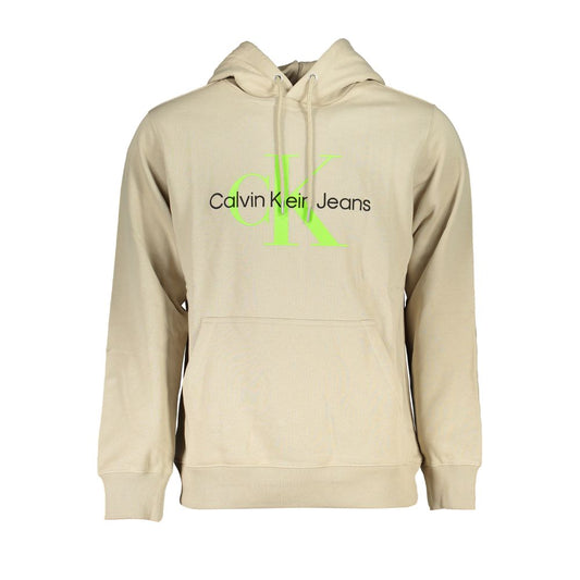 Beige Hooded Cotton Sweatshirt - GLAMHUB BOUTIQUE 