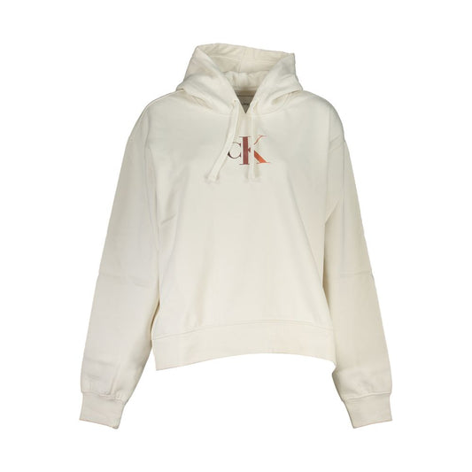 Chic White Fleece Hooded Sweatshirt - GLAMHUB BOUTIQUE 