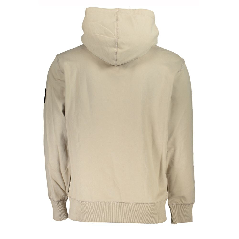 Beige Cotton Hooded Sweatshirt - GLAMHUB BOUTIQUE 