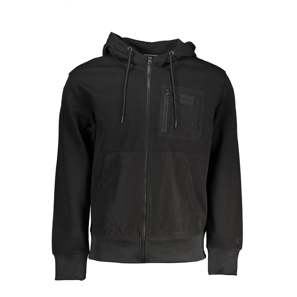 Sleek Hooded Zip Sweatshirt with Contrasting Details - GLAMHUB BOUTIQUE 