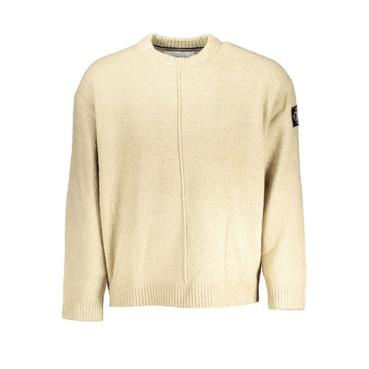 Chic Beige Crew Neck Sweater with Contrast Details - GLAMHUB BOUTIQUE 