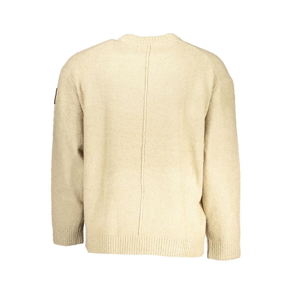 Chic Beige Crew Neck Sweater with Contrast Details - GLAMHUB BOUTIQUE 