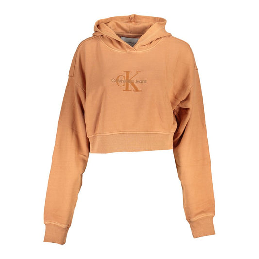 Chic Orange Hooded Sweatshirt with Embroidery