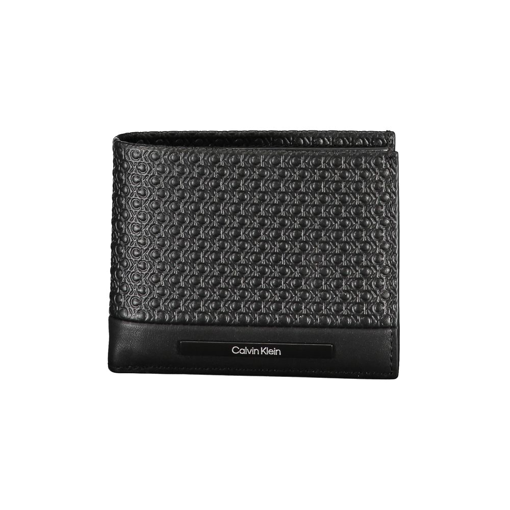 Sleek Black Leather Wallet with Contrast Details - GLAMHUB BOUTIQUE 