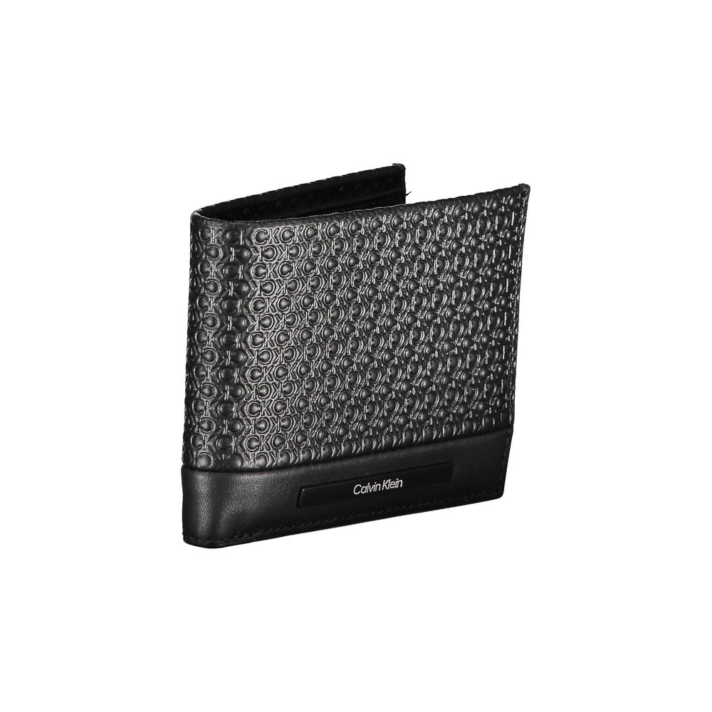 Sleek Black Leather Wallet with Contrast Details - GLAMHUB BOUTIQUE 