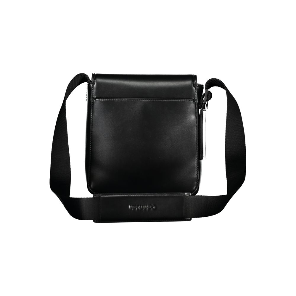 Sleek Black Shoulder Bag with Logo Detail - GLAMHUB BOUTIQUE 