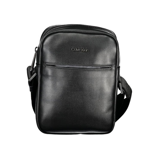 Eco-Chic Black Shoulder Bag with Logo Detail - GLAMHUB BOUTIQUE 