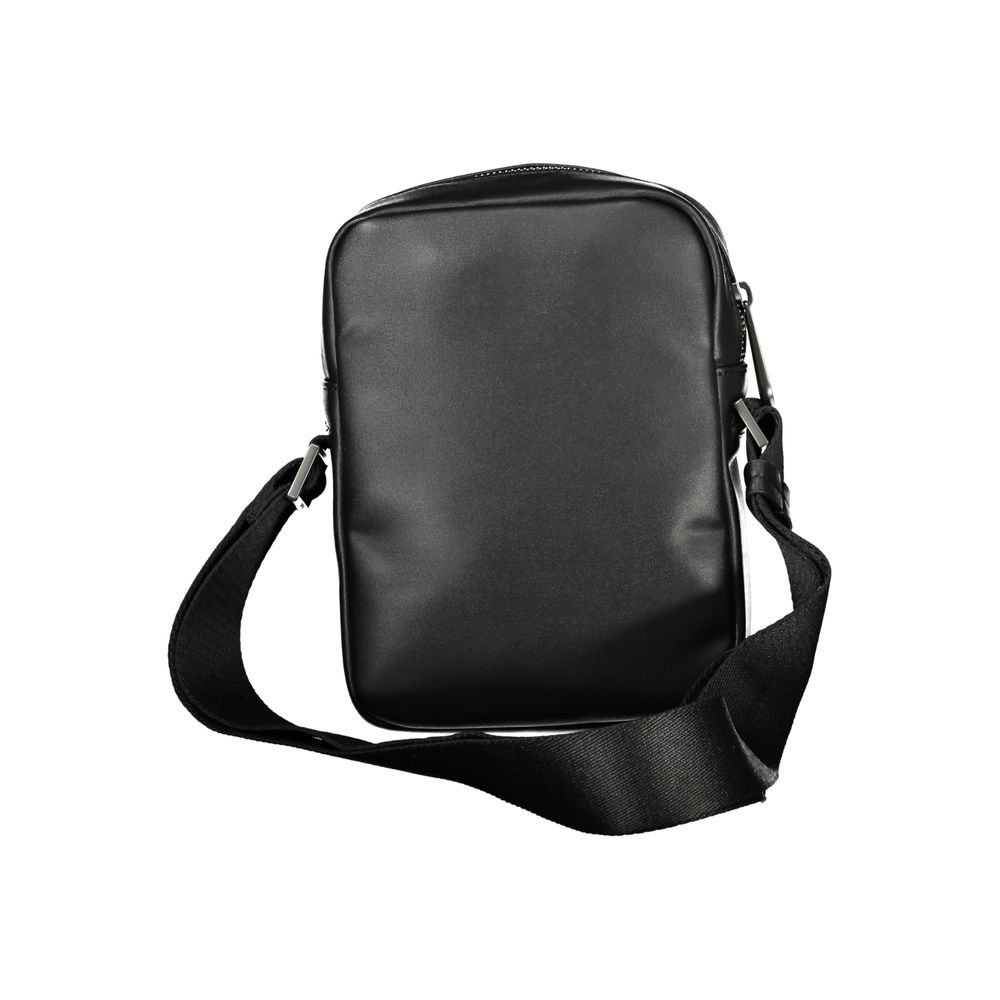 Eco-Chic Black Shoulder Bag with Logo Detail - GLAMHUB BOUTIQUE 