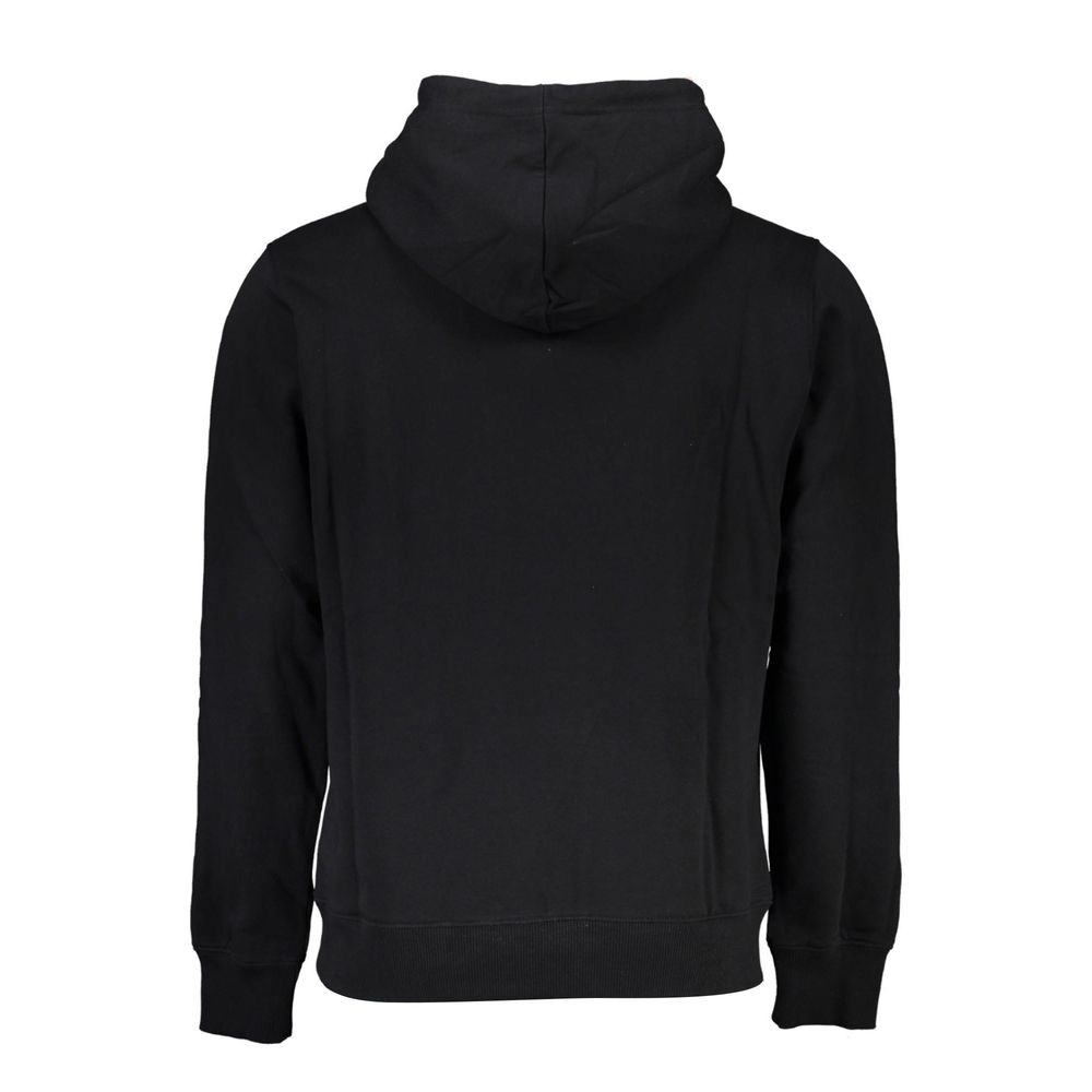 Sleek Black Cotton Hoodie with Logo Print - GlamHub Luxury and Icon Brand Clothing