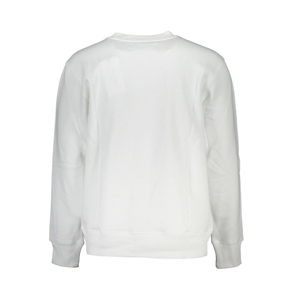 Crisp White Crew Neck Cotton-Blend Sweater - GLAMHUB BOUTIQUE 