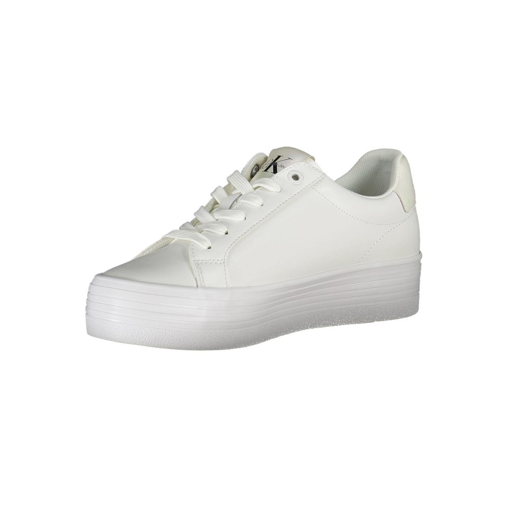 Sleek White Lace-Up Sneakers with Contrast Detail - GLAMHUB BOUTIQUE 