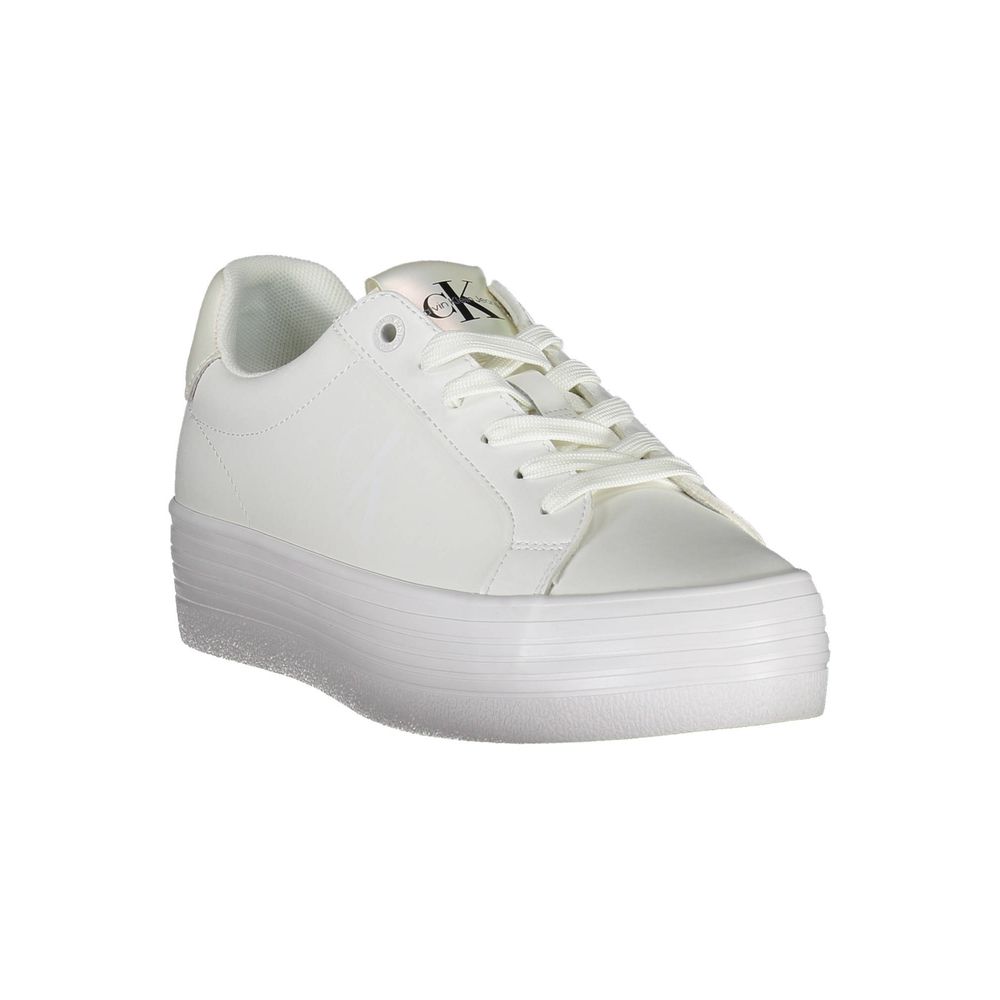 Sleek White Lace-Up Sneakers with Contrast Detail - GLAMHUB BOUTIQUE 