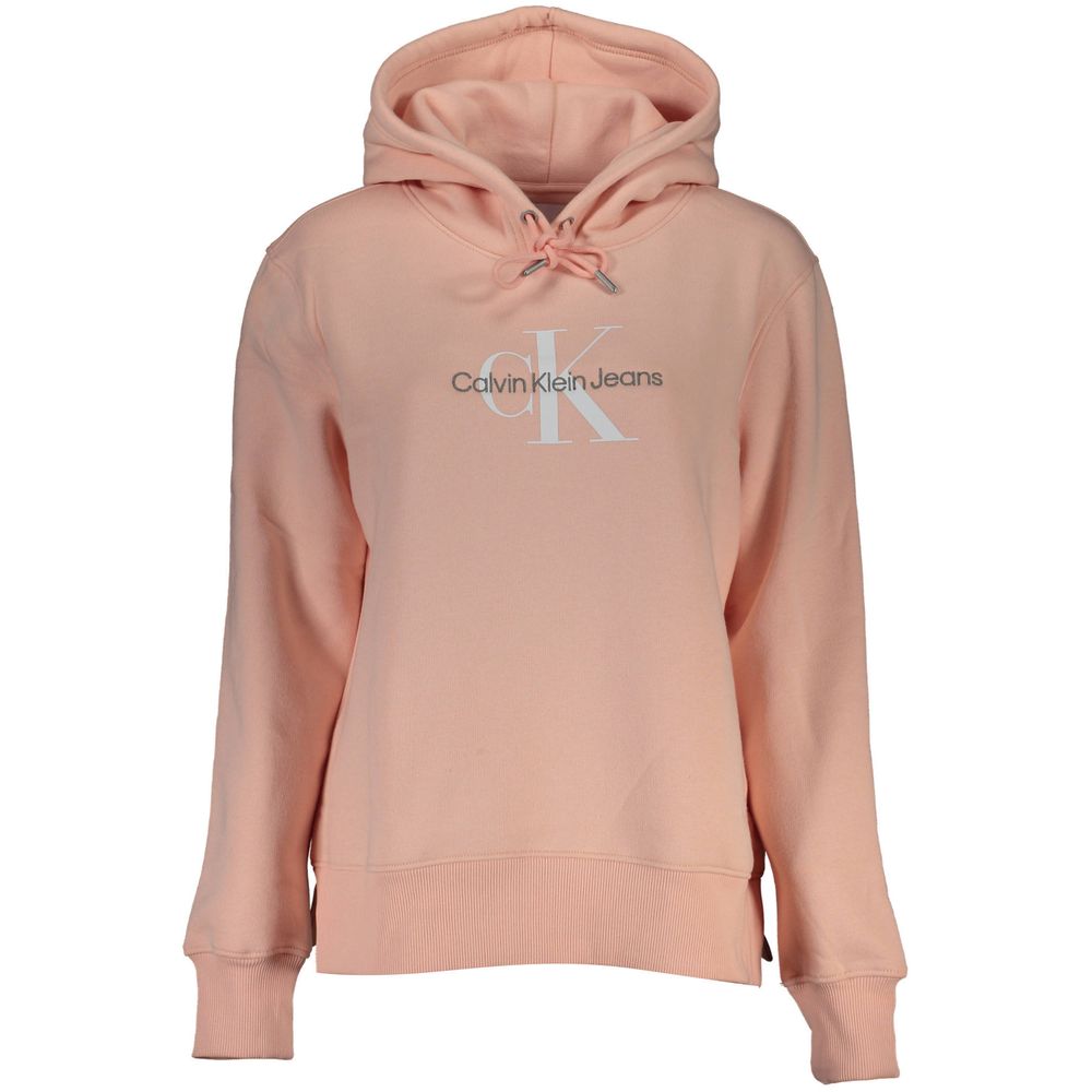 Chic Pink Fleece Hooded Sweatshirt with Logo Embroidery - GlamHub Luxury and Icon Brand Clothing