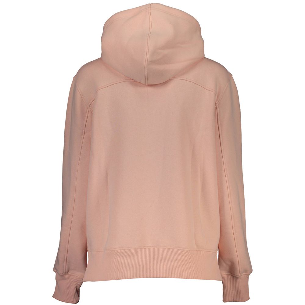 Chic Pink Fleece Hooded Sweatshirt with Logo Embroidery - GlamHub Luxury and Icon Brand Clothing