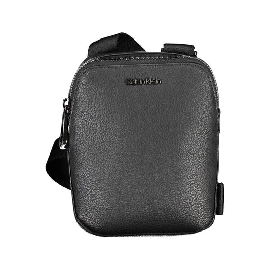 Sleek Black Shoulder Bag with Logo Detail - GLAMHUB BOUTIQUE 