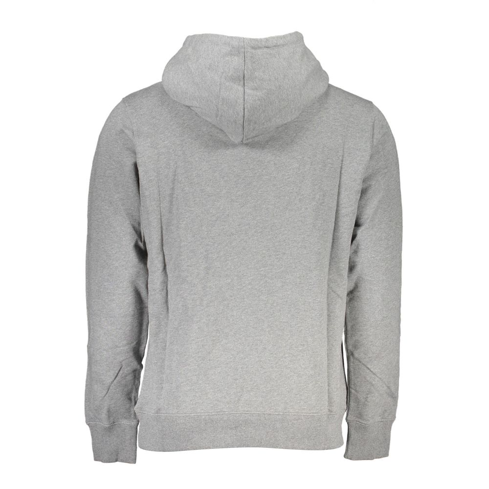 Chic Gray Hooded Sweatshirt with Central Pocket - GLAMHUB BOUTIQUE 