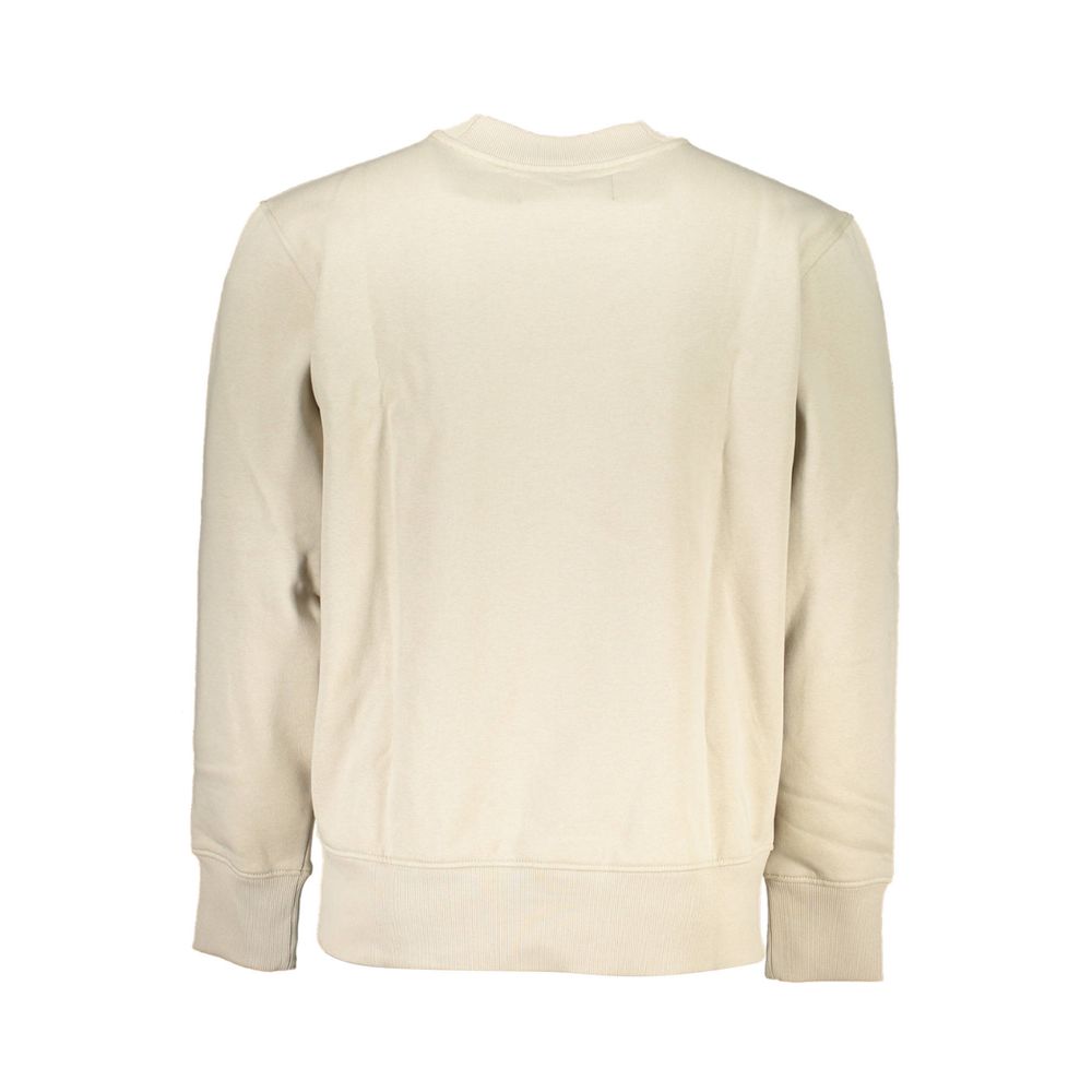 Beige Crew Neck Long Sleeve Sweatshirt - GlamHub Luxury and Icon Brand Clothing