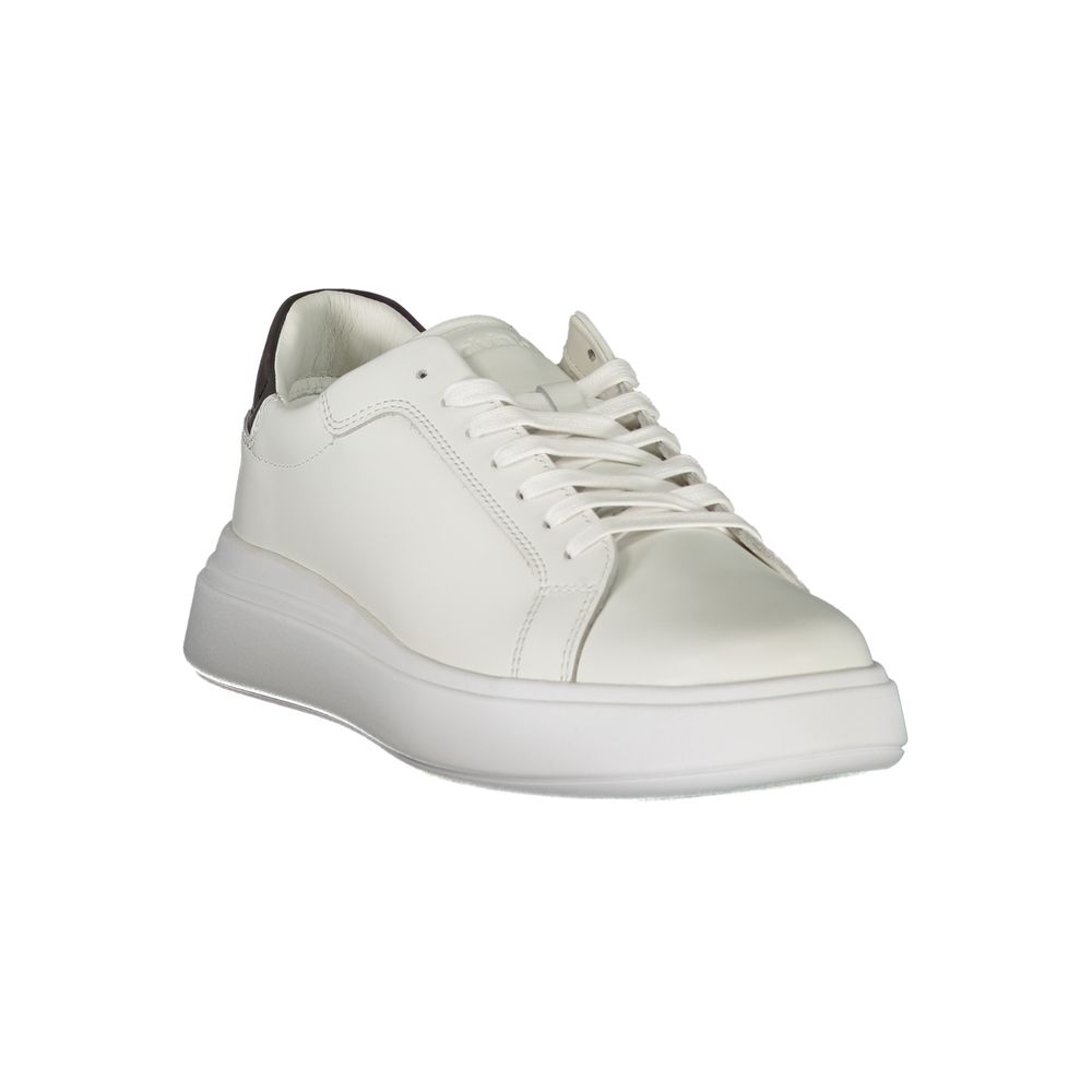 Sleek White Contrast Lace-Up Sneakers - GLAMHUB BOUTIQUE 