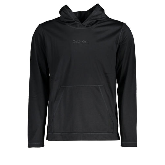 Sleek Black Hooded Sweatshirt with Logo Print - GLAMHUB BOUTIQUE 