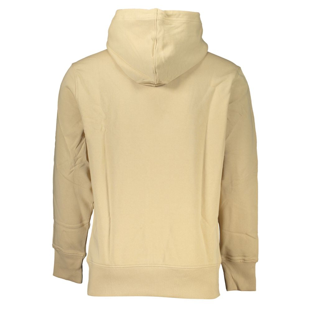 Beige Brushed Cotton Hooded Sweatshirt - GLAMHUB BOUTIQUE 